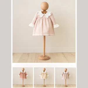 100% Cotton Special Lace Collar Smock Natural Dress 3-24M
: Brick / 6-9M