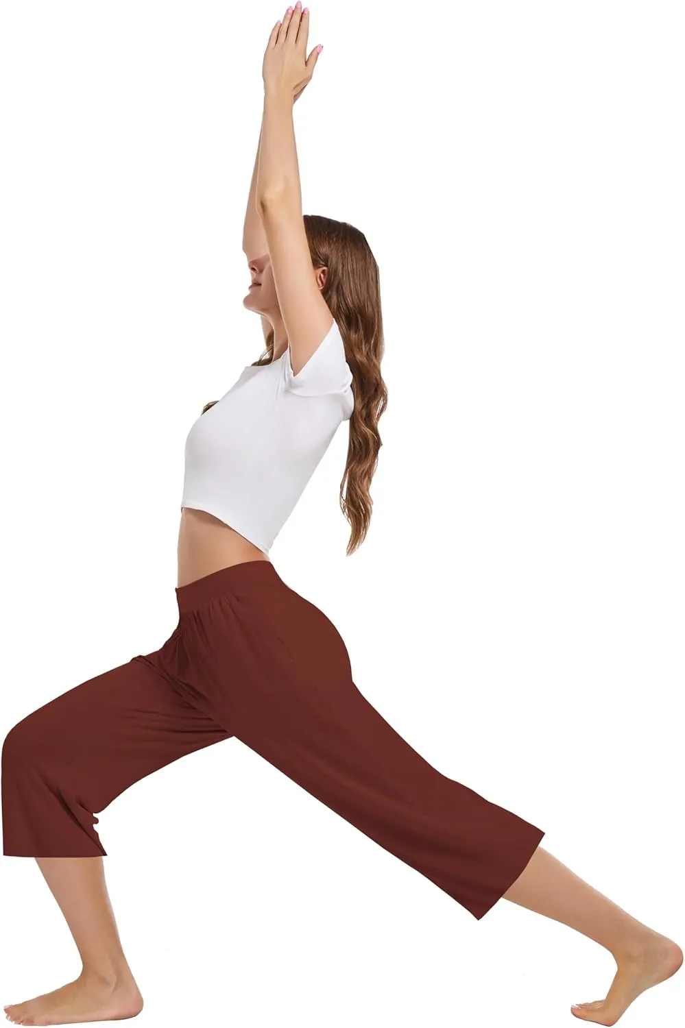 3 Pack Women's Capri Sweatpants, Cozy Wide Legs Cropped Capri with Pockets, Lounge Jogger Pants Workout Yoga Capris