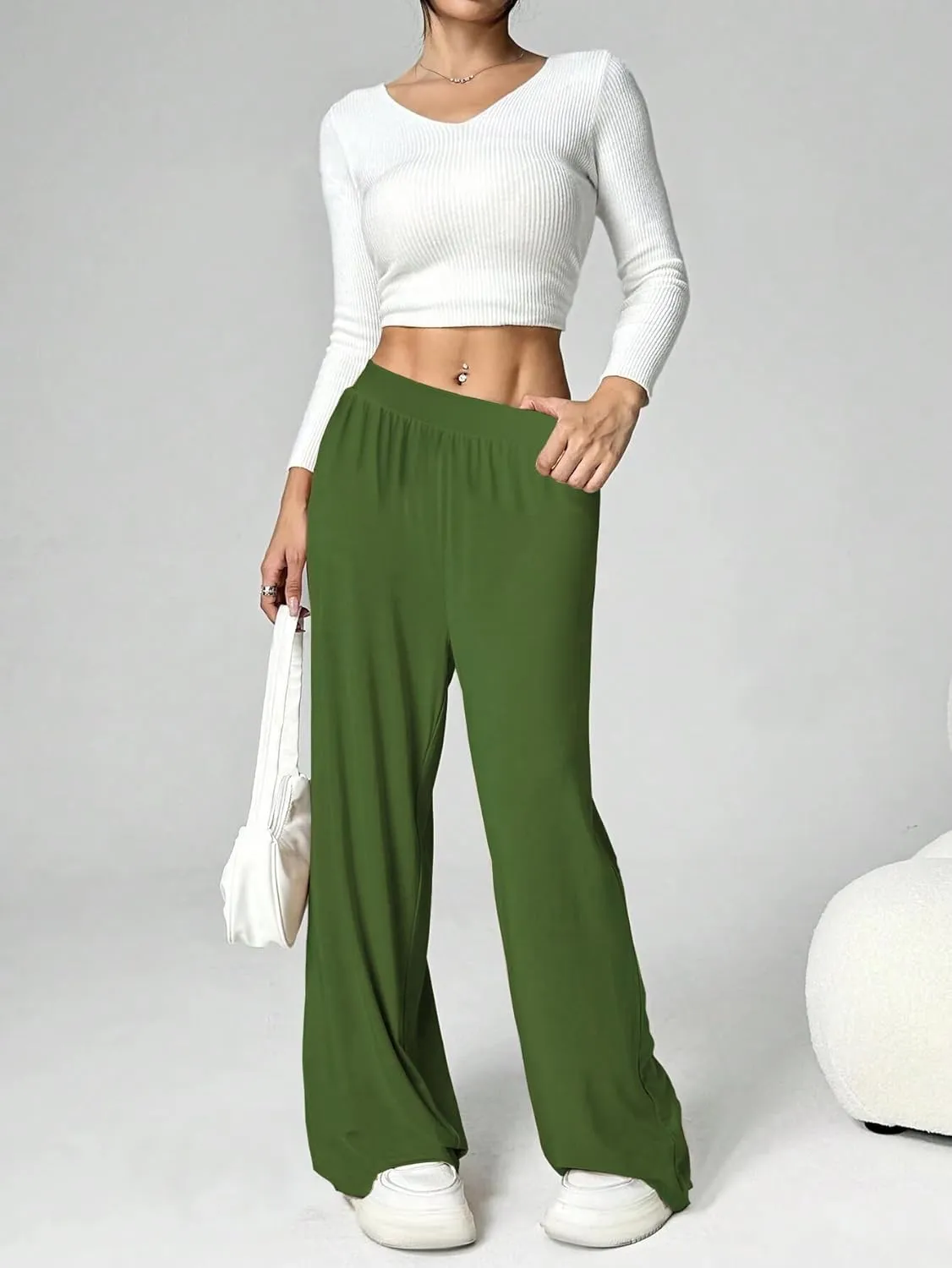 3 Pack Women's Lounge Cozy Wide Leg with Pockets Loose Flowy Yoga Sweatpants Workout Comfy Jogger Pants