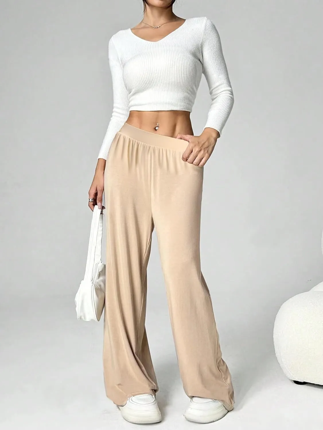 3 Pack Women's Lounge Cozy Wide Leg with Pockets Loose Flowy Yoga Sweatpants Workout Comfy Jogger Pants