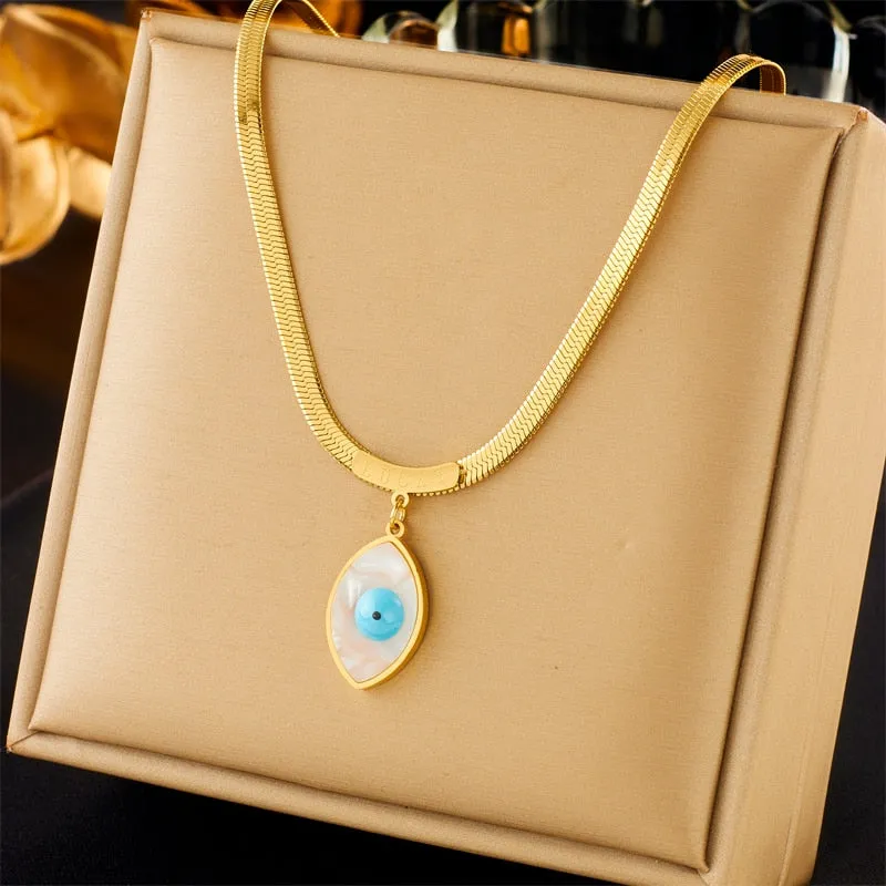 316L Stainless Steel Eye Pendant Necklace For Women