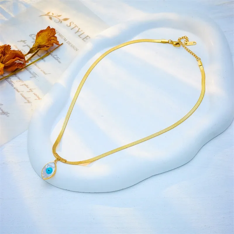 316L Stainless Steel Eye Pendant Necklace For Women
