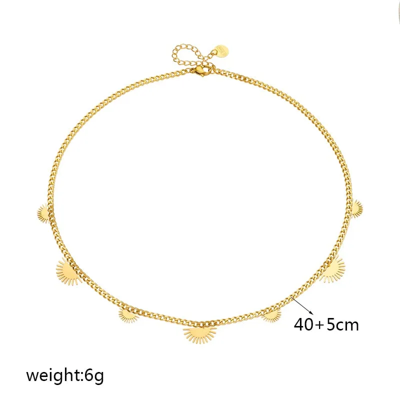 316L Stainless Steel Geometric Retro Pendant Necklace For Women