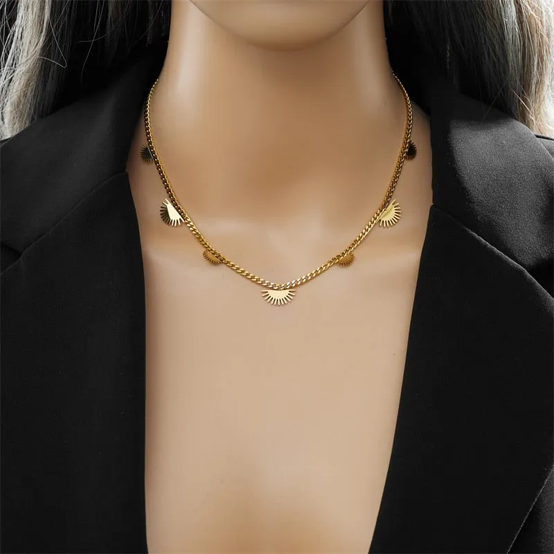 316L Stainless Steel Geometric Retro Pendant Necklace For Women