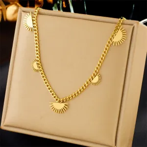 316L Stainless Steel Geometric Retro Pendant Necklace For Women