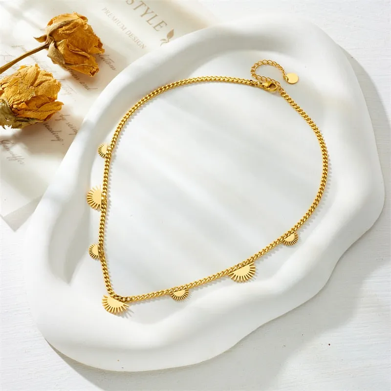 316L Stainless Steel Geometric Retro Pendant Necklace For Women