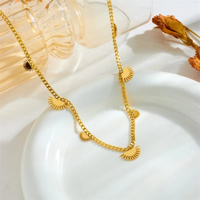316L Stainless Steel Geometric Retro Pendant Necklace For Women