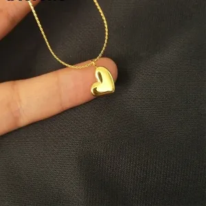 316L Stainless Steel Golden Temperament Love Heart Pendant Necklace
