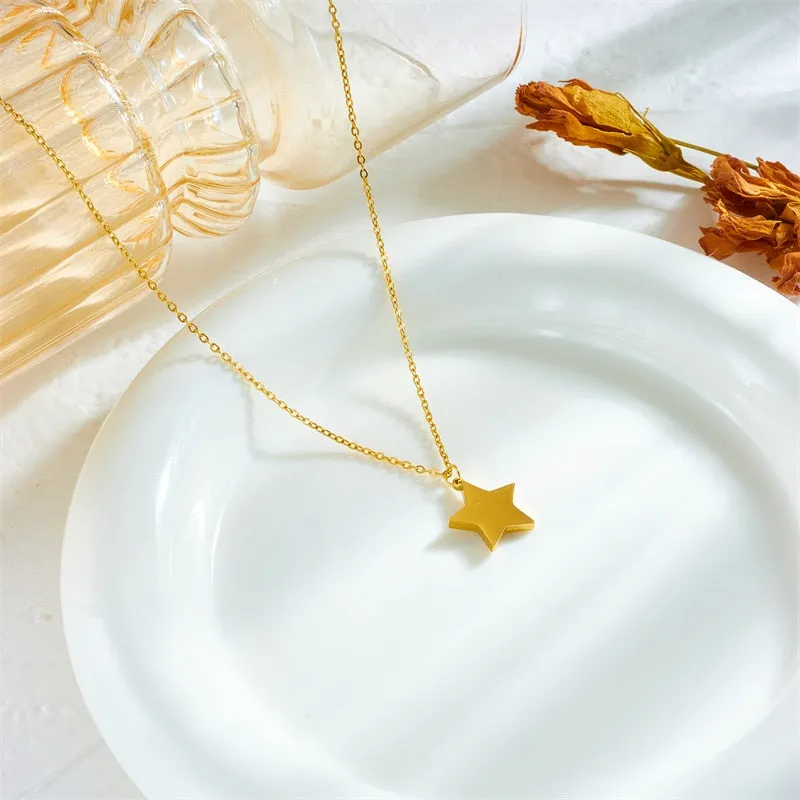 316L Stainless Steel Pentagram Star Eye Pendant Necklace For Women