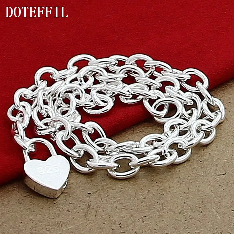 925 Sterling Silver Heart Lock Pendant Necklace 18 Inch Chain for Women Fashion Jewelry