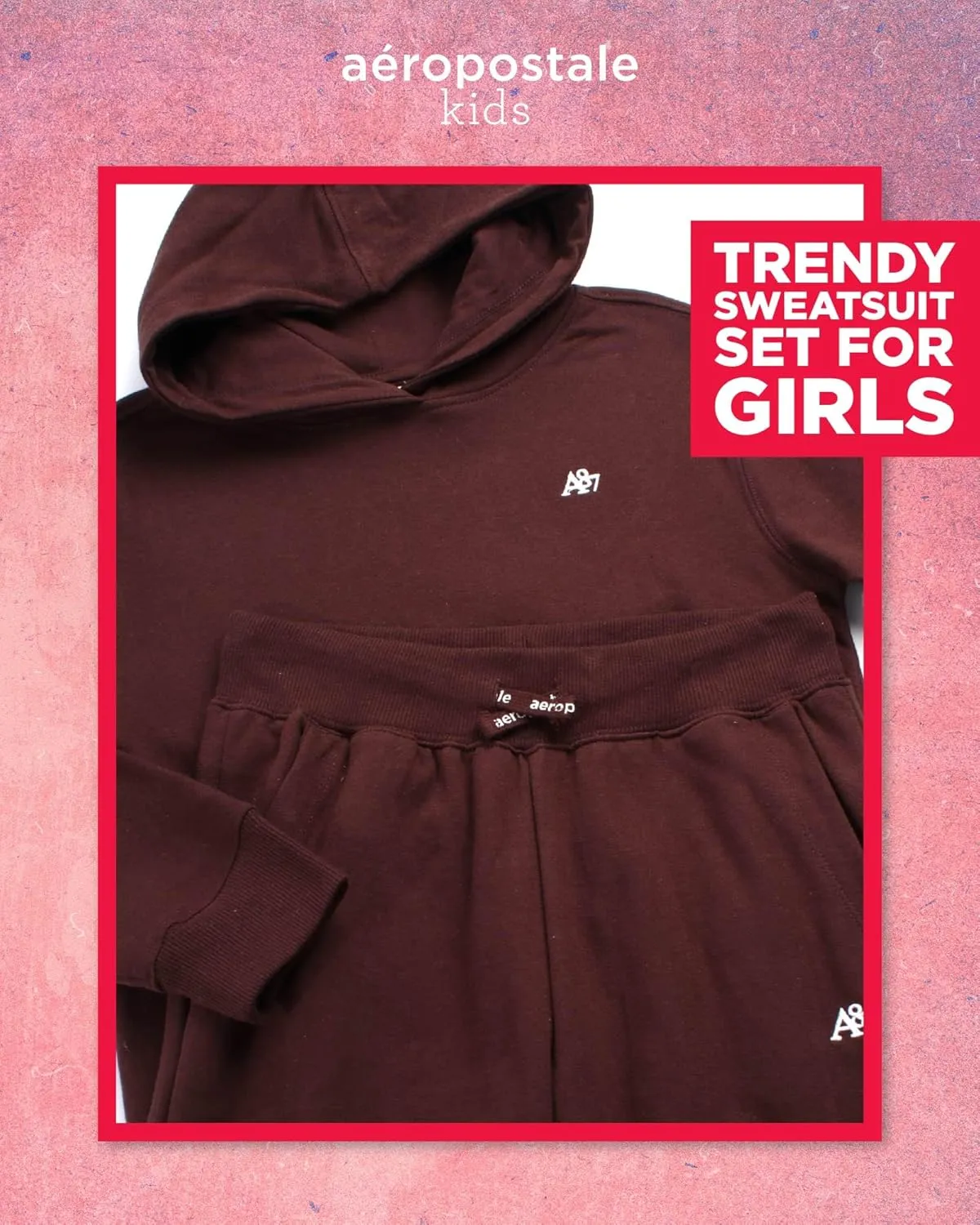 AEROPOSTALE Girls Sweatsuit Set - 2 Piece Fleece Hoodie Sweatshirt, Flare Jogger Sweatpants - Track Suit Set for Girls, 7-16