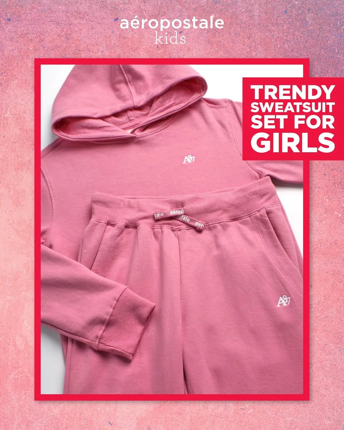 AEROPOSTALE Girls Sweatsuit Set - 2 Piece Fleece Hoodie Sweatshirt, Flare Jogger Sweatpants - Track Suit Set for Girls, 7-16