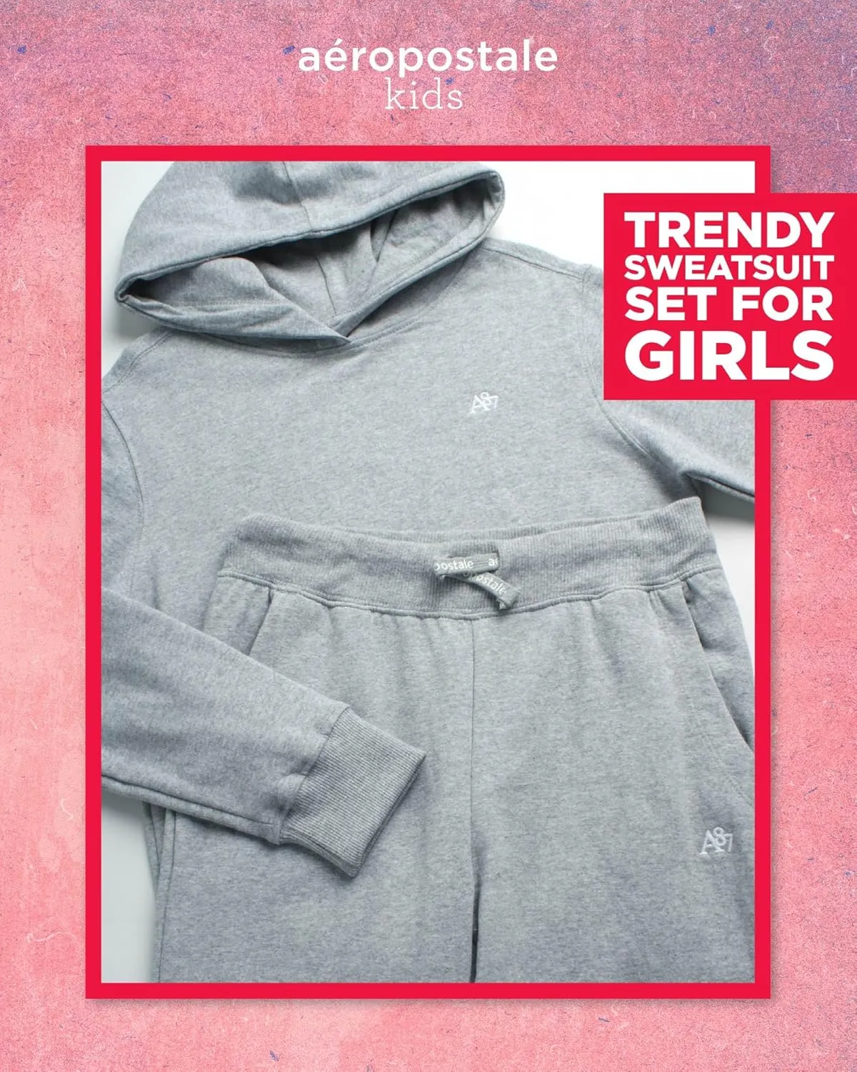 AEROPOSTALE Girls Sweatsuit Set - 2 Piece Fleece Hoodie Sweatshirt, Flare Jogger Sweatpants - Track Suit Set for Girls, 7-16