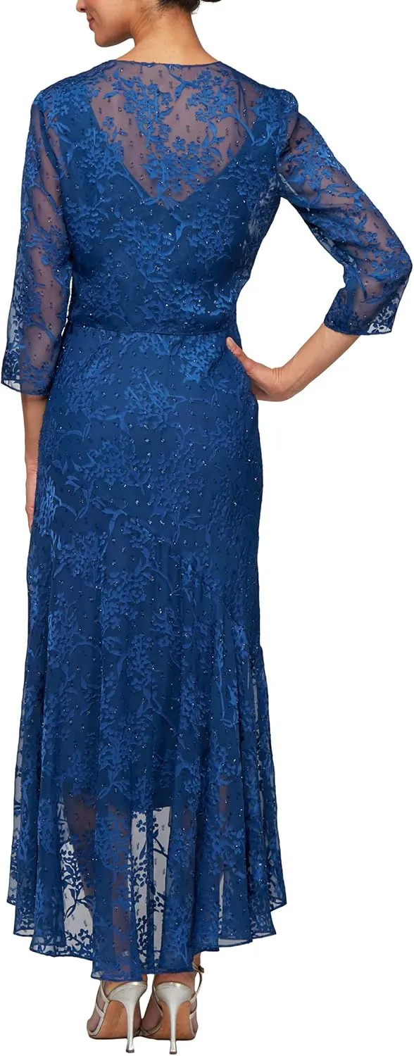 Alex Evenings Women's Sleeveless Printed Chiffon Mid-Length Dress with Jacket