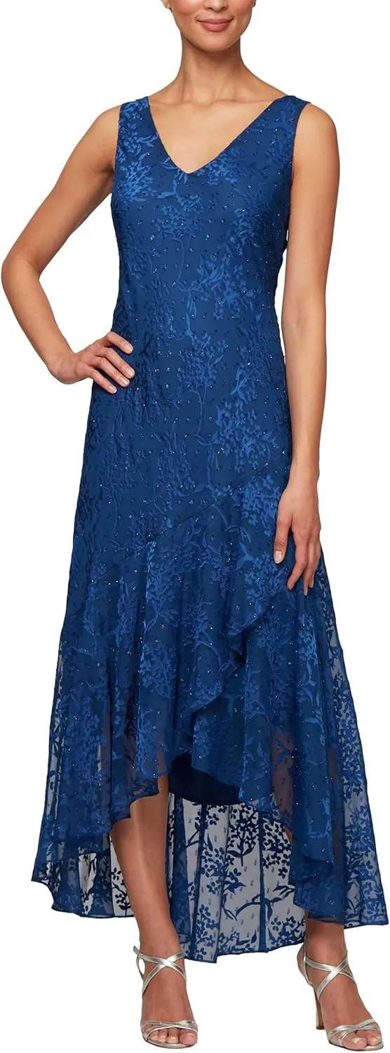 Alex Evenings Women's Sleeveless Printed Chiffon Mid-Length Dress with Jacket