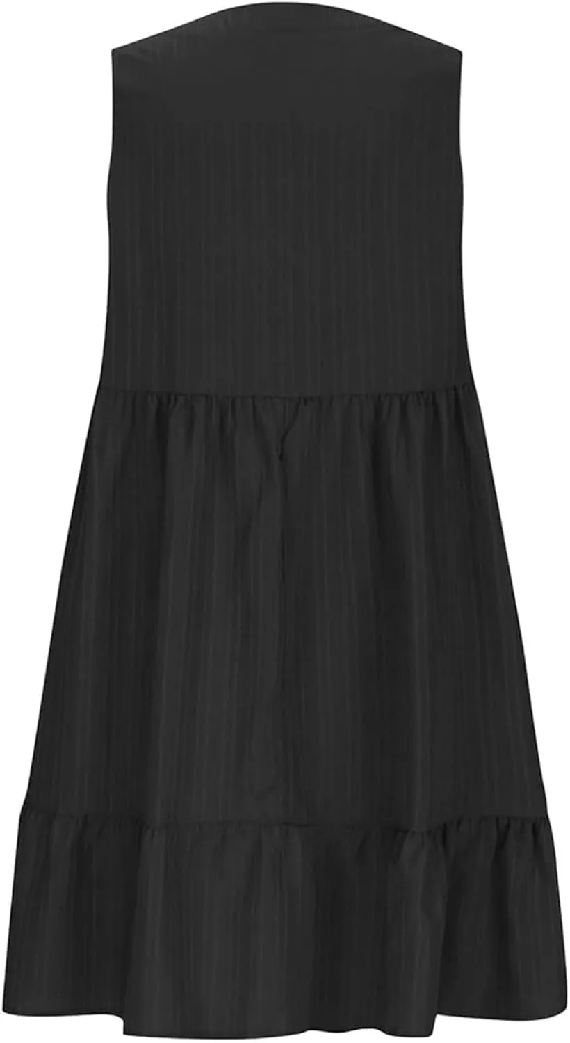 Aniywn Cute Summer Dresses for Women 2025 Vacation V Neck Mini Dresses Casual Flowy Boho Beach Ruffle A Line Swing Sundress