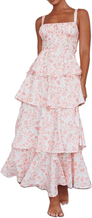 Argeousgor Womens Floral Print Maxi Dresses Tiered Ruffles Long Dress Spaghetti Strap Sleeveless Flowy Layered Sundress