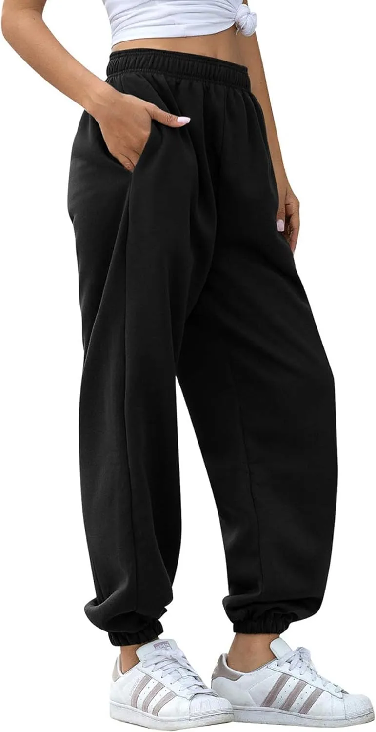AROGONE Women Sweatpants Baggy High Waisted Cinch Bottom Athletic Joggers Sweat Pants with Pockets