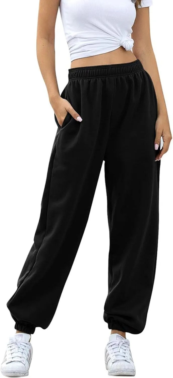 AROGONE Women Sweatpants Baggy High Waisted Cinch Bottom Athletic Joggers Sweat Pants with Pockets
