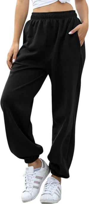 AROGONE Women Sweatpants Baggy High Waisted Cinch Bottom Athletic Joggers Sweat Pants with Pockets
