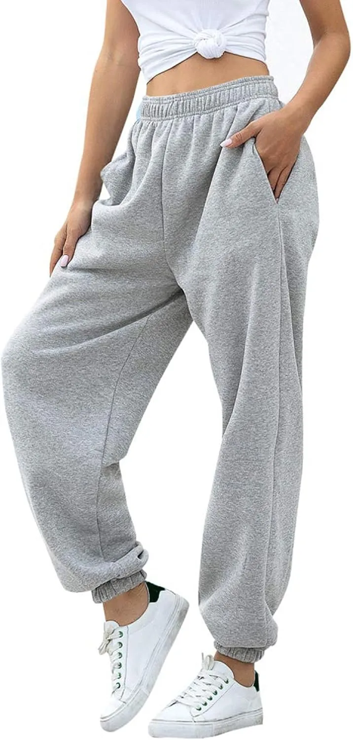AROGONE Women Sweatpants Baggy High Waisted Cinch Bottom Athletic Joggers Sweat Pants with Pockets