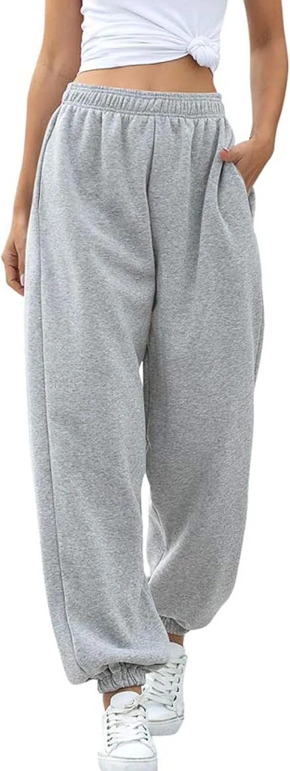 AROGONE Women Sweatpants Baggy High Waisted Cinch Bottom Athletic Joggers Sweat Pants with Pockets