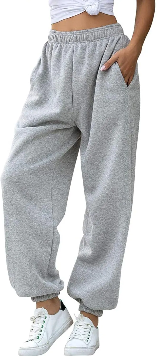 AROGONE Women Sweatpants Baggy High Waisted Cinch Bottom Athletic Joggers Sweat Pants with Pockets