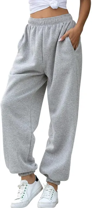 AROGONE Women Sweatpants Baggy High Waisted Cinch Bottom Athletic Joggers Sweat Pants with Pockets
