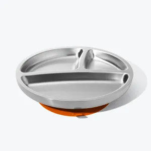 Avanchy Stainless Steel Suction Toddler Plate - Orange
