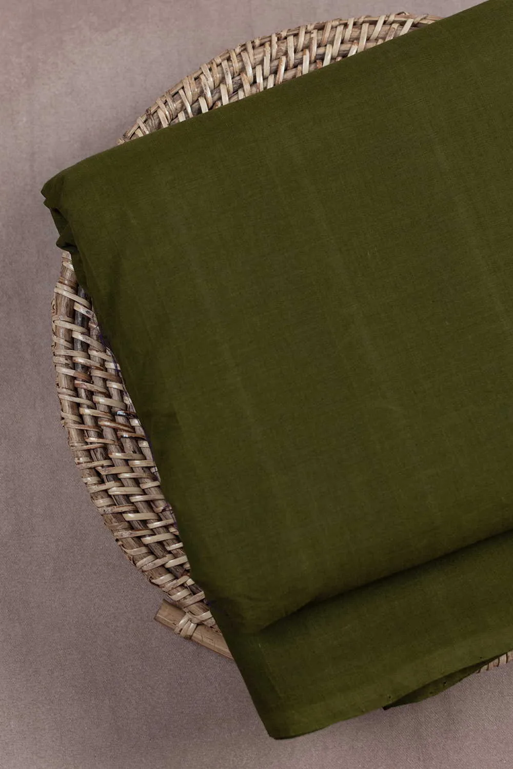 Avocado Green Mangalagiri Cotton Fabric