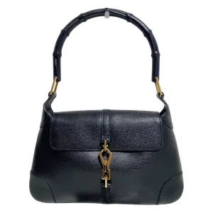 Bamboo Jackie Black Leather Shoulder Bag