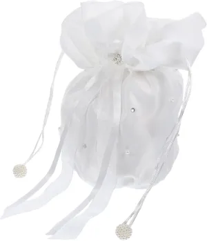BESPORTBLE Bridal Satin Dolly Bag Pearl Rhinestone Decor Wedding Purses for Women Guests