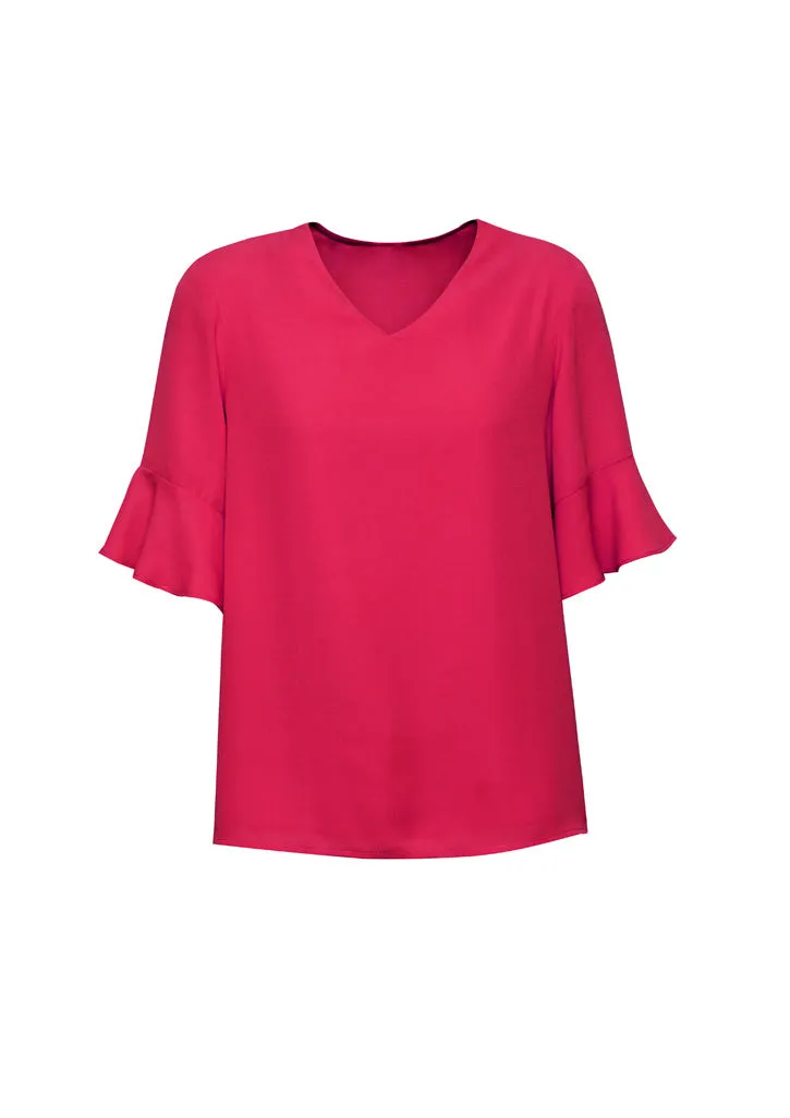 Biz Corporate Womens Aria Fluted Sleeve Blouse (RB966LS)