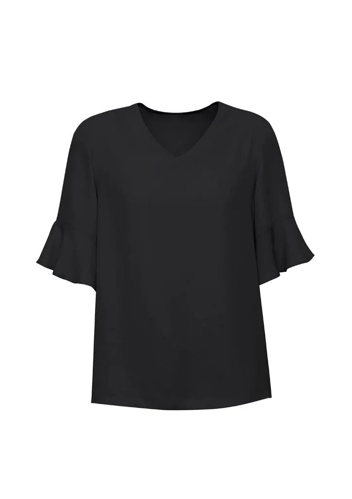 Biz Corporate Womens Aria Fluted Sleeve Blouse (RB966LS)
