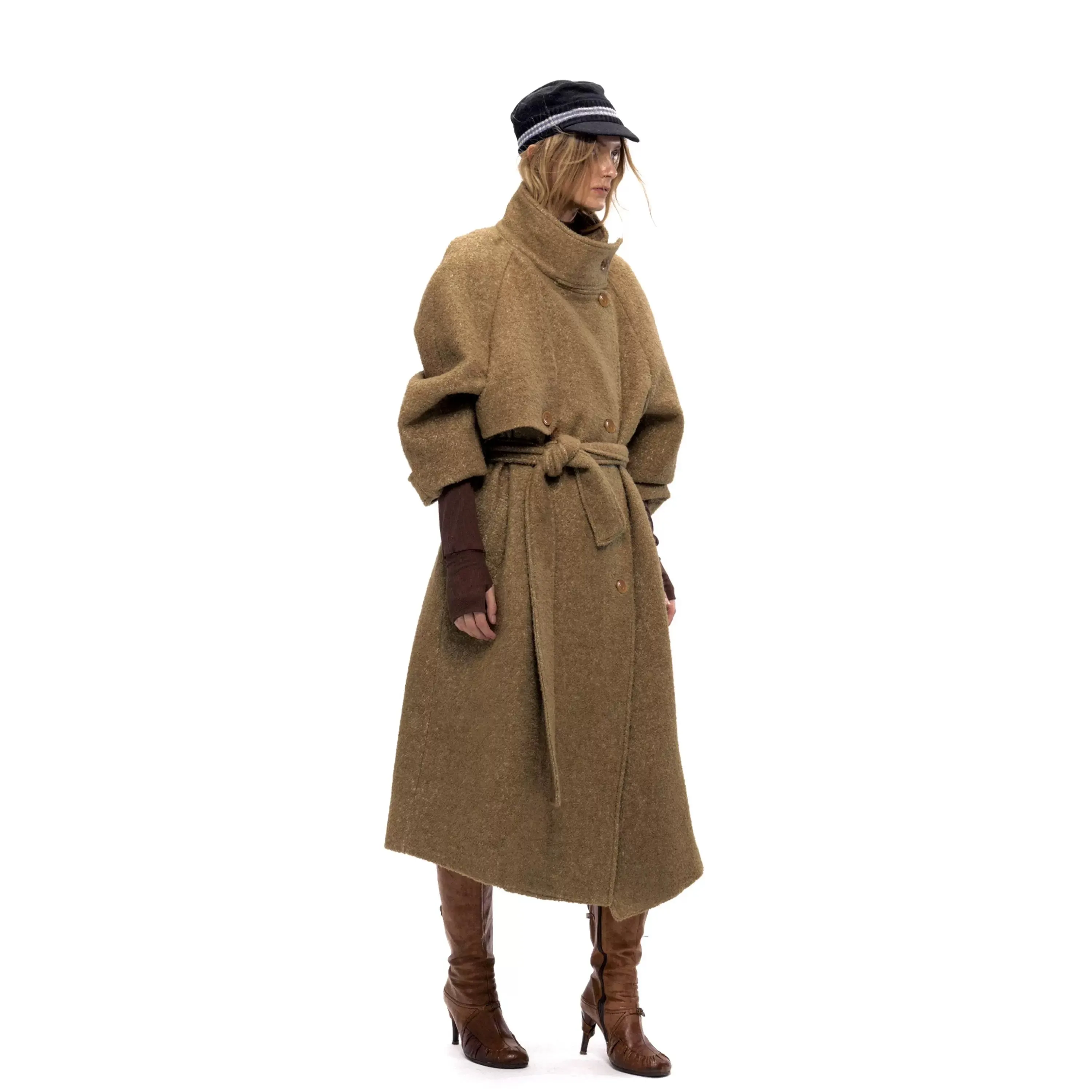Boucle Wool Long Coat