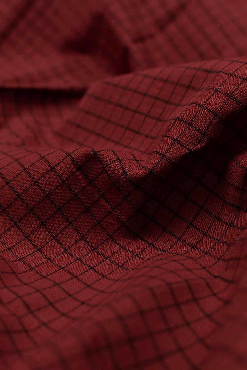 Brick Maroon Handwoven Yarn Dyed Cotton Fabric