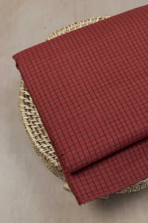 Brick Maroon Handwoven Yarn Dyed Cotton Fabric