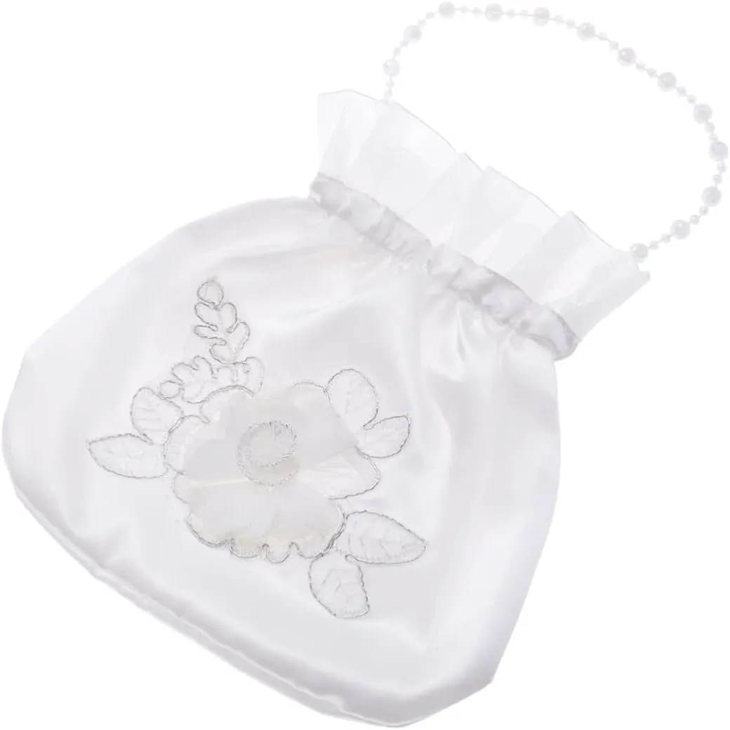 Bridesmaid Flower Bag Satin Rhinestone Decor Bridal Bachelorette Decor