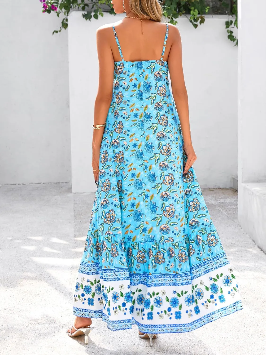 BTFBM Casual Women Summer Maxi Dresses 2025 Loose Sleeveless Sundress Spaghetti Strap Boho Long Dress Vacation