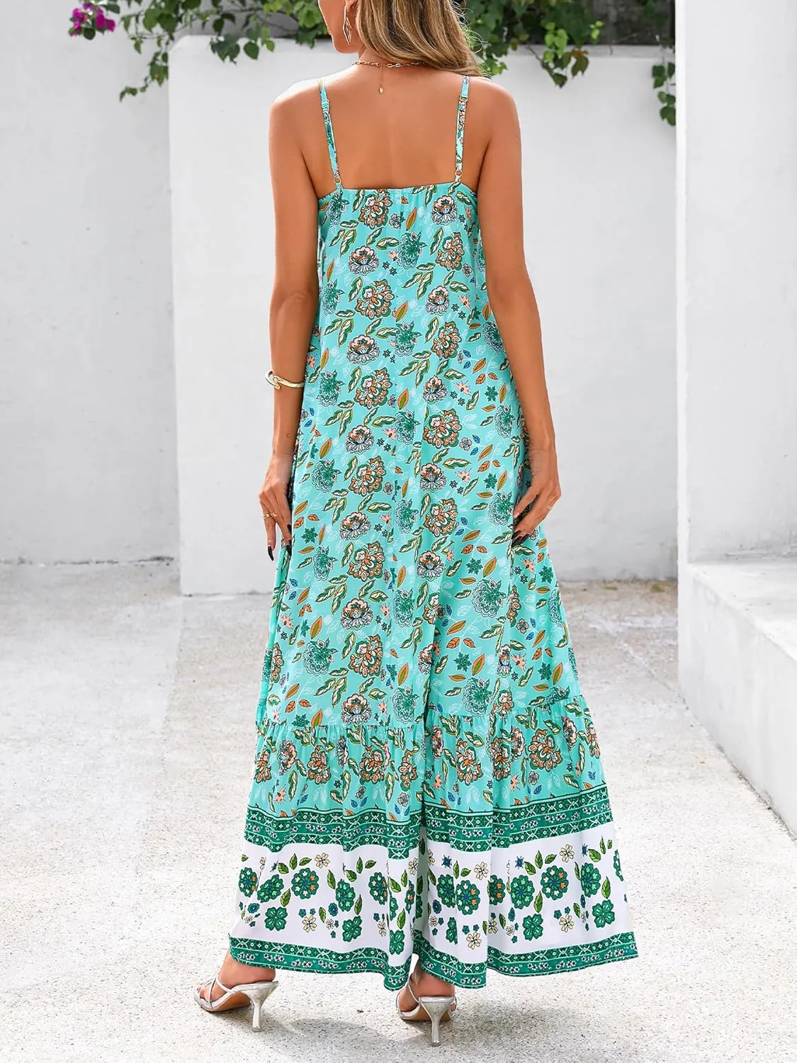 BTFBM Casual Women Summer Maxi Dresses 2025 Loose Sleeveless Sundress Spaghetti Strap Boho Long Dress Vacation