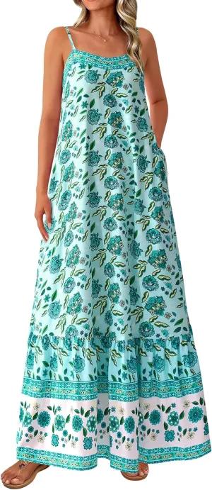 BTFBM Casual Women Summer Maxi Dresses 2025 Loose Sleeveless Sundress Spaghetti Strap Boho Long Dress Vacation