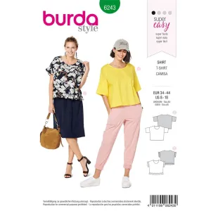 Burda Style Pattern 6243 Misses' Top - Round Neckline - Boxy Shape - Frills