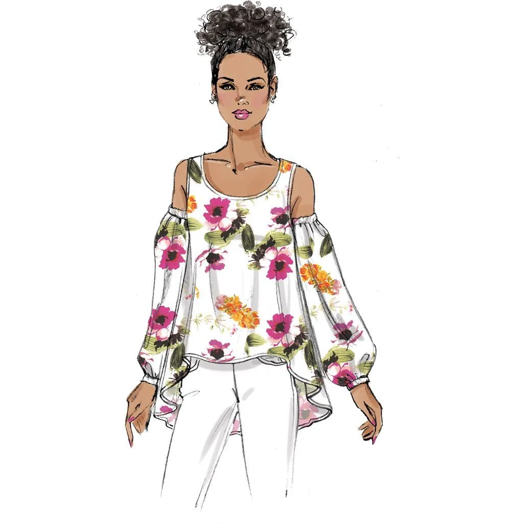 Butterick Pattern B6355 Misses' Overlay, Cold Shoulder or Notch-Neck Tops
