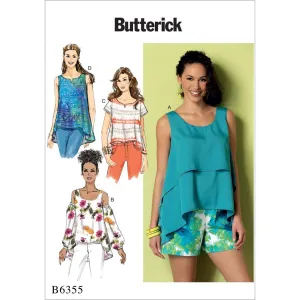 Butterick Pattern B6355 Misses' Overlay, Cold Shoulder or Notch-Neck Tops