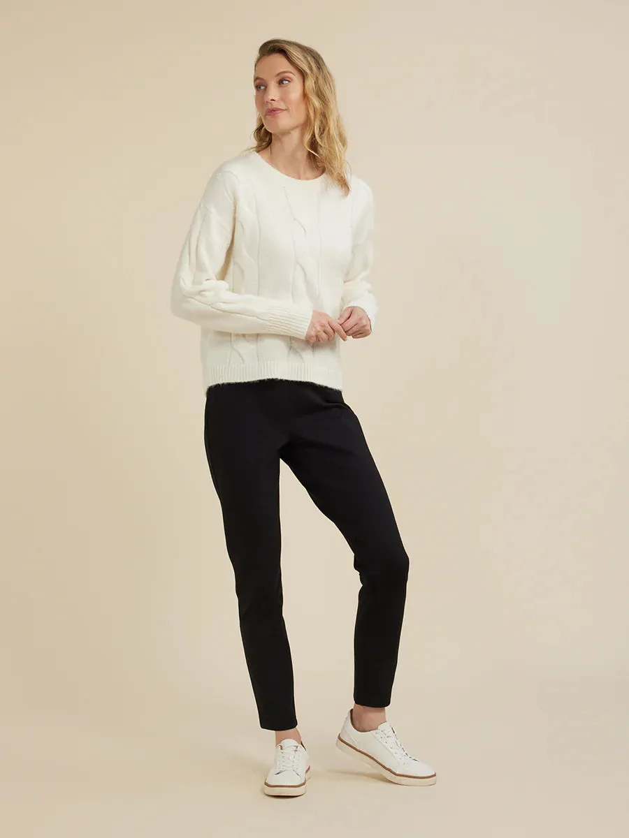CABLE JUMPER WINTER WHITE/BAMBOO