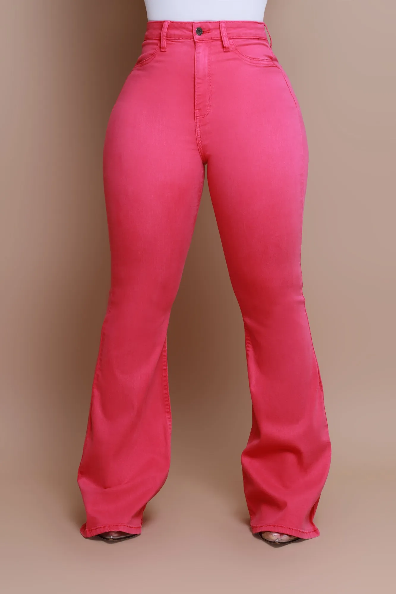 Candy Shop High Rise Flare Jeans - Fuchsia