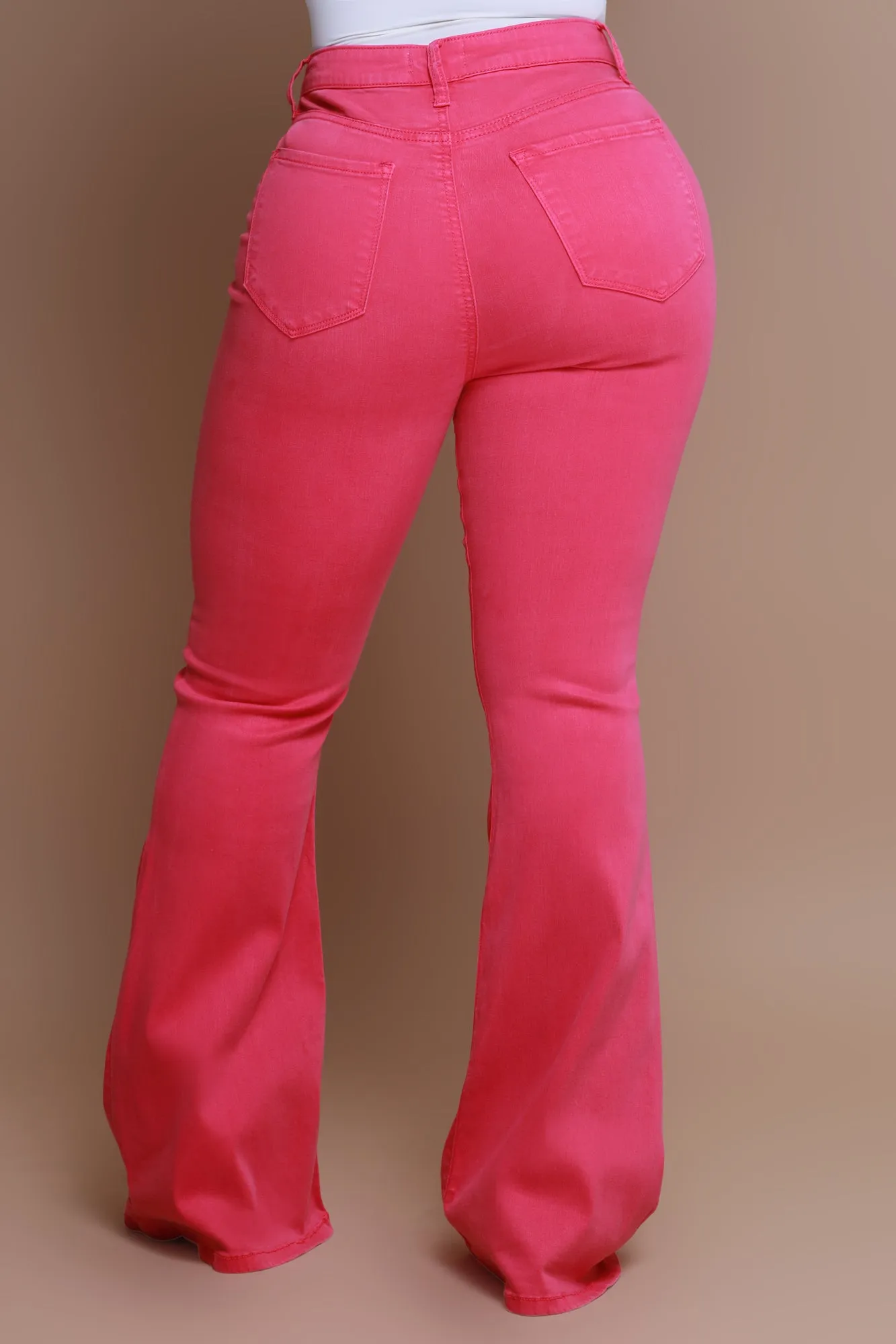 Candy Shop High Rise Flare Jeans - Fuchsia