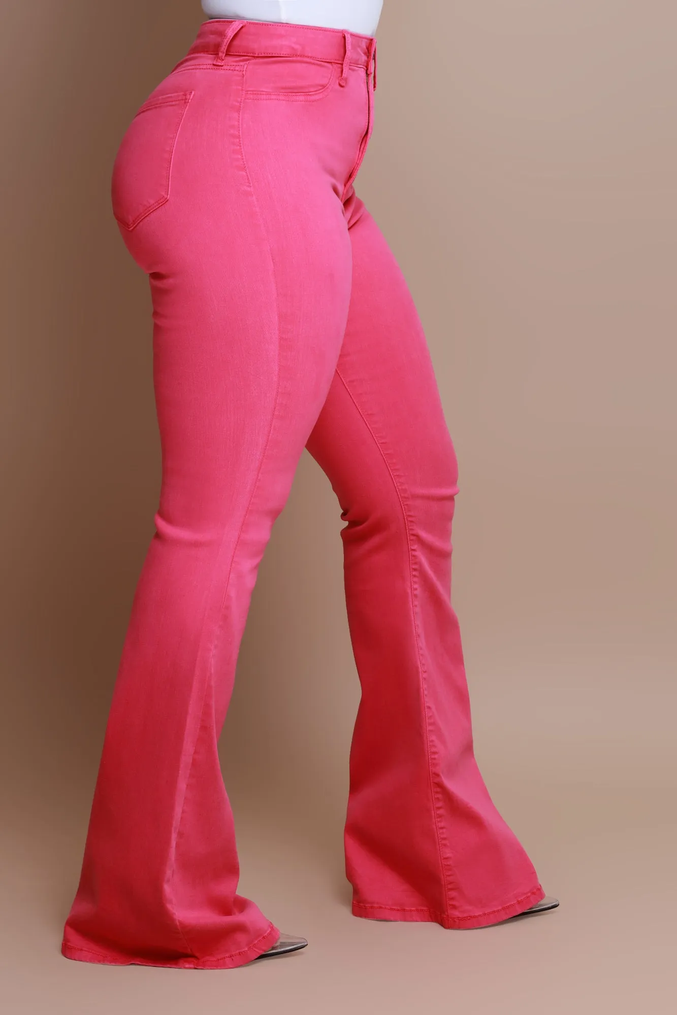 Candy Shop High Rise Flare Jeans - Fuchsia
