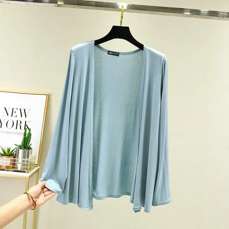 Cardigan Women Thin Long Sleeved Shawl Modal Cotton Sunscreen Slim Look Outerwear