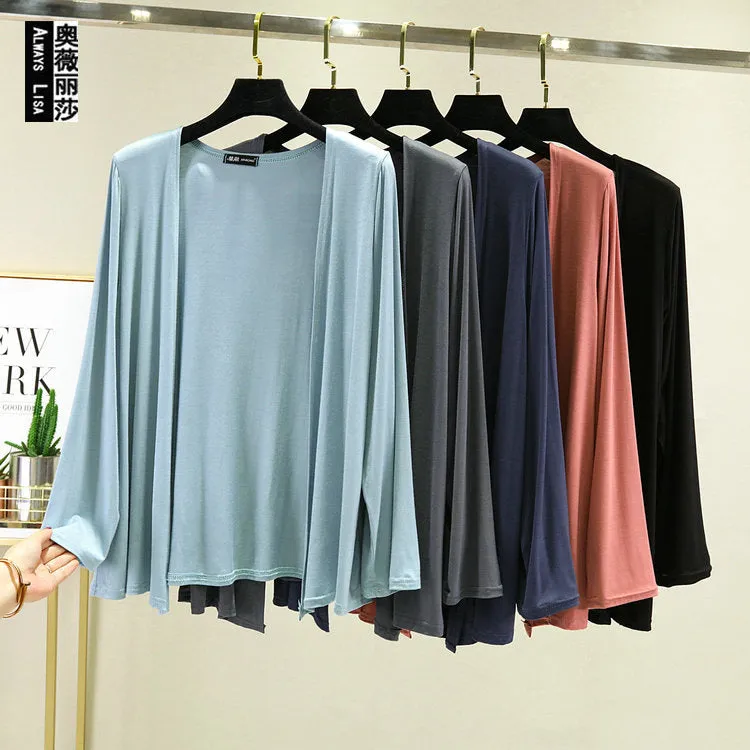 Cardigan Women Thin Long Sleeved Shawl Modal Cotton Sunscreen Slim Look Outerwear